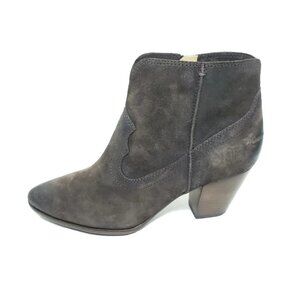 Frye Renee Ankle Boots Suede Brown Side Zip Block Heel Womens Size 9.5 M